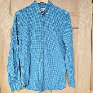 J Crew Blue Green Long Sleeve Check Plaid Shirt Men's Size Small Cotton‎ Used